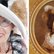Links Jutta Menzel mit auffälligem Hut und Schmuck, rechts Franziska von Hohenheim als klassisches, historisches Porträt im goldenen Rahmen. 