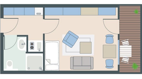 1-Zimmer-Wohnung mit 30 Quadratmetern