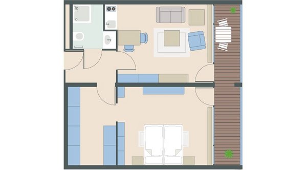 2-Zimmer-Wohnung mit 57 Quadratmetern