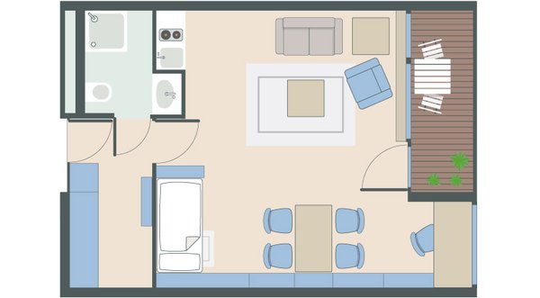 1,5-Zimmer-Wohnung mit 44 Quadratmetern
