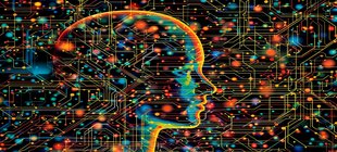 Bunter schematischer Kopf im Profil