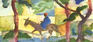 Eselreiter, Aquarell von August Macke