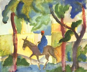 Eselreiter, Aquarell von August Macke
