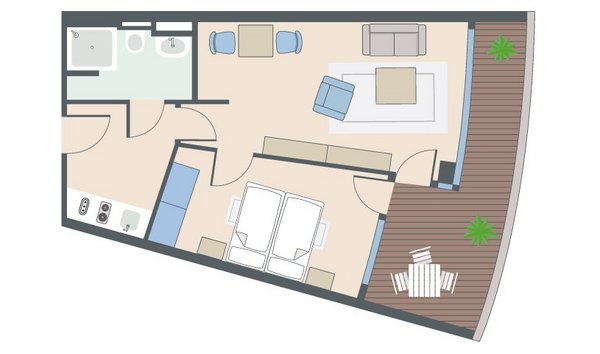 2-Zimmer-Wohnung mit 56,5 Quadratmetern
