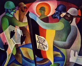 Ausstellung von Christian Kattenstroth Abstrahierte Darstellung von bunten Tieren vor schwarzem Hintergrund