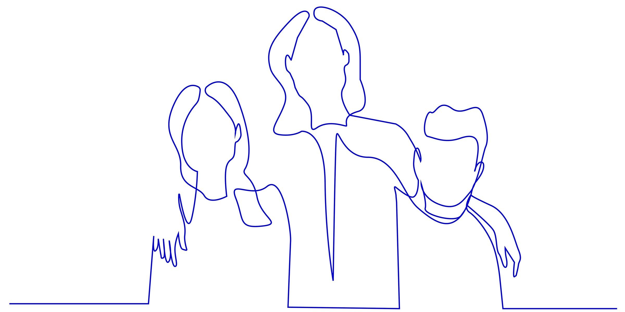 Strichzeichnung von Geschwistern, die sich umarmen