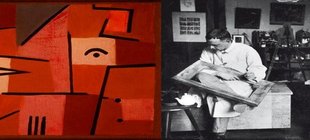 rotes Bild und Paul Klee daneben Bild und Künstler