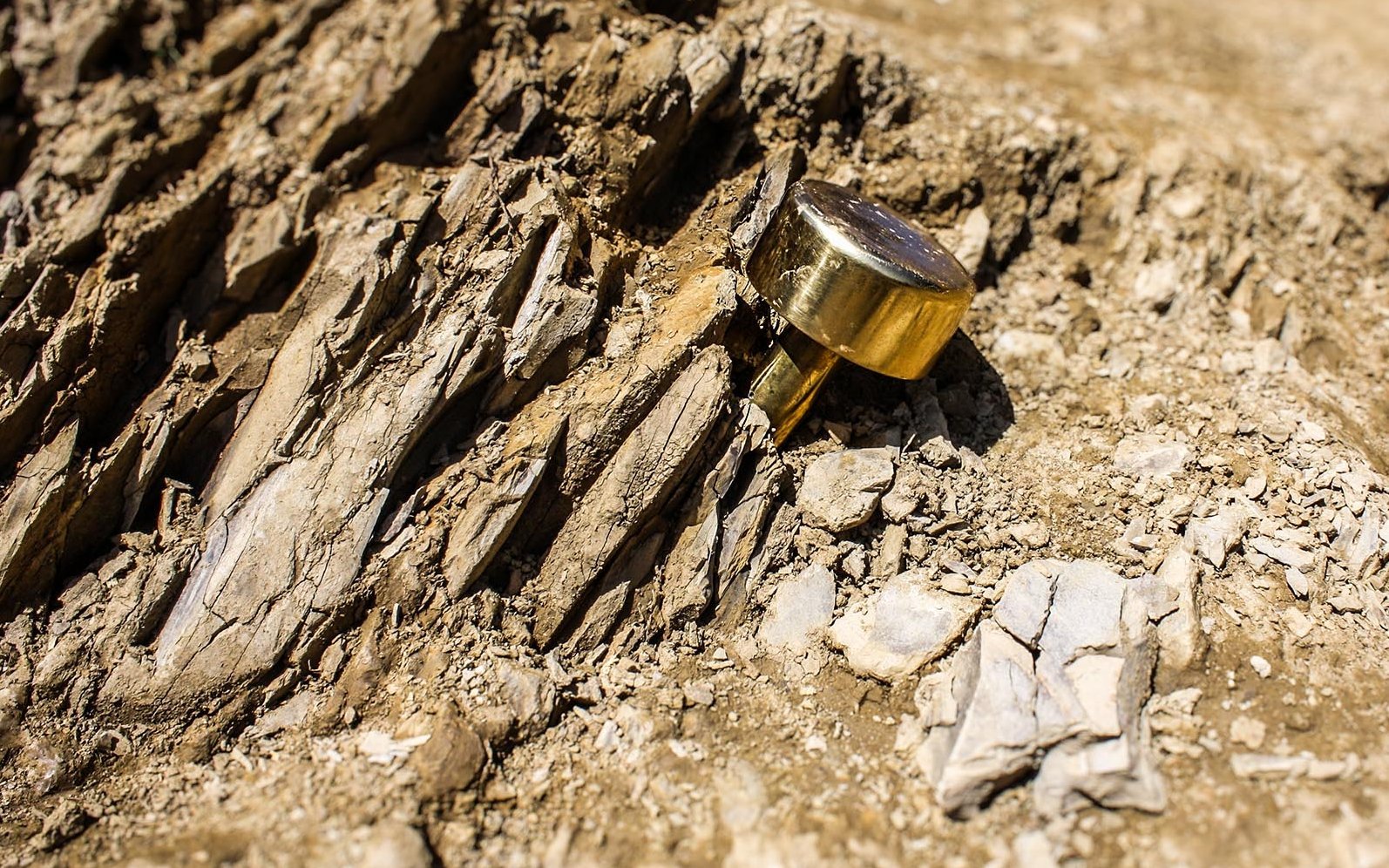 Goldener Nagel in einem Felsen