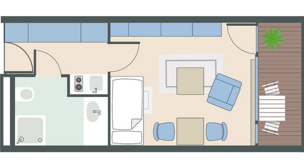 1-Zimmer-Wohnung mit 28 Quadratmetern