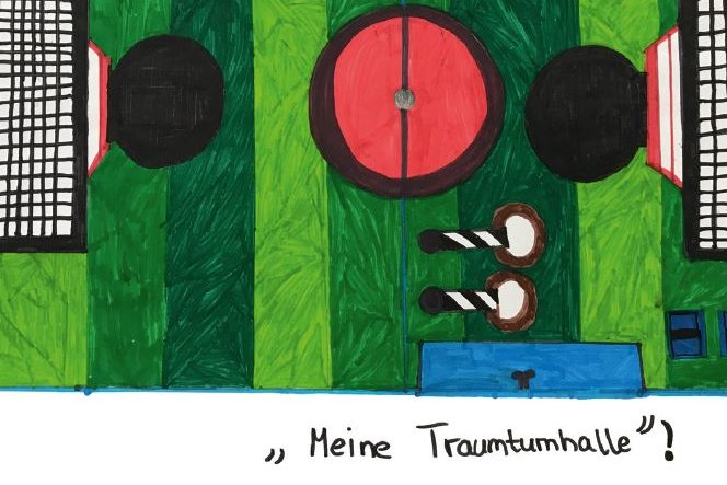 Von einer Schülerin gemaltes Bild "Meine Traumturnhalle"
