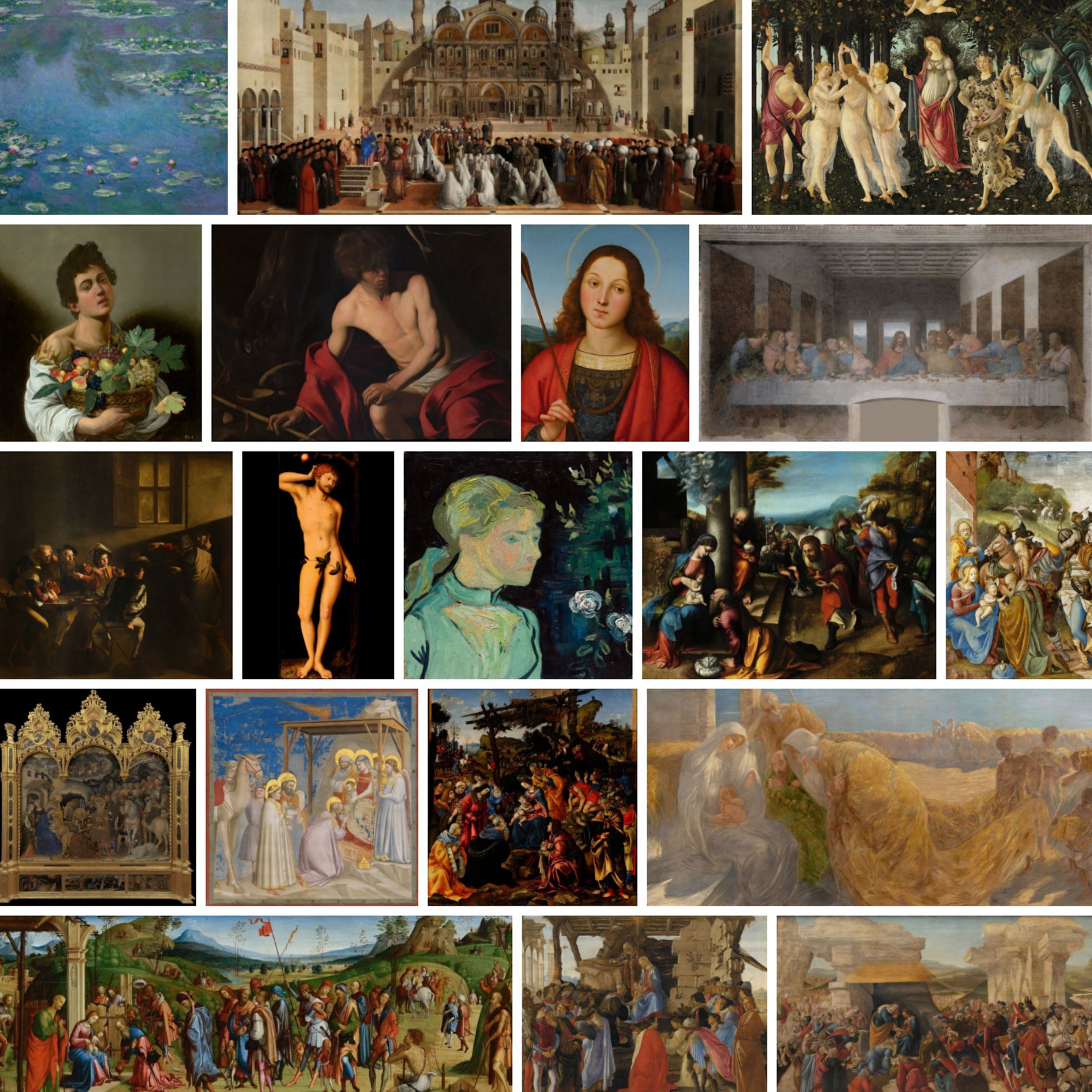 Viele berühmte Kunstwerke in einem Quadrat angeordnet