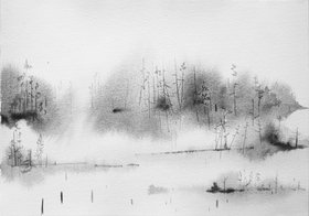 In Graustufen – Landschaft im Wandel: Großformatige Zeichnungen von Zana Annalena Orche Orellana