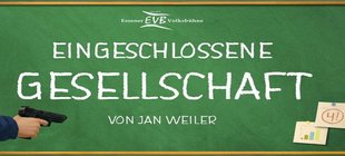 Grüne Tafel mit dem Titel "Eingeschlossene Gesellschaft"