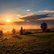 Landschaft bei Sonnenuntergang