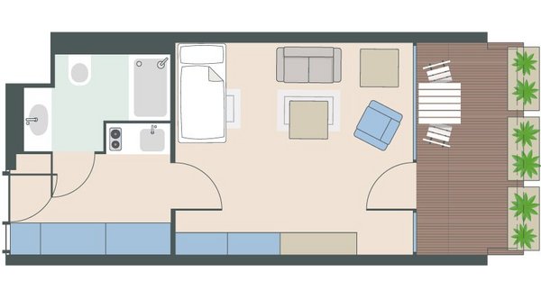 1-Zimmer-Wohnung mit 32 Quadratmetern