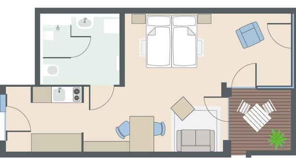 1,5-Zimmer-Wohnung mit 51 Quadratmetern
