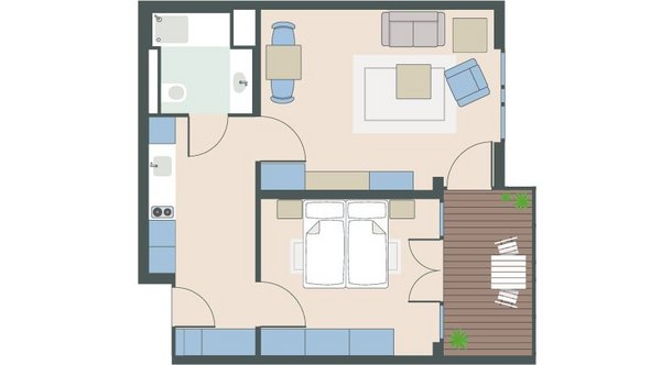 2-Zimmer-Wohnung mit 60 Quadratmetern