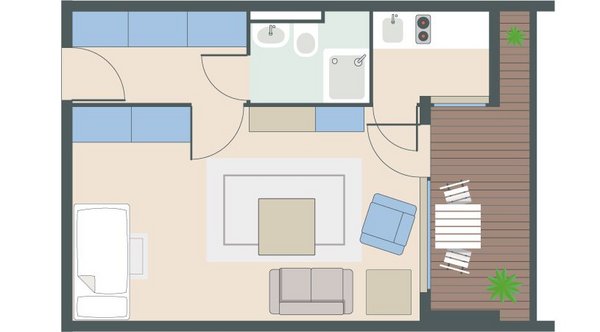 1-Zimmer-Wohnung mit 35 Quadratmetern