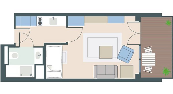  1-Zimmer-Wohnung mit 32 Quadratmetern