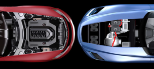 Grafik von zwei gegenüberstehenden Autos