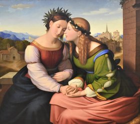 Malerei von zwei Freundinnen