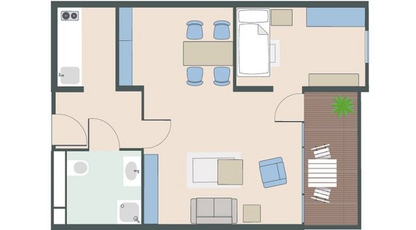 1,5-Zimmer-Wohnung mit 44 Quadratmetern