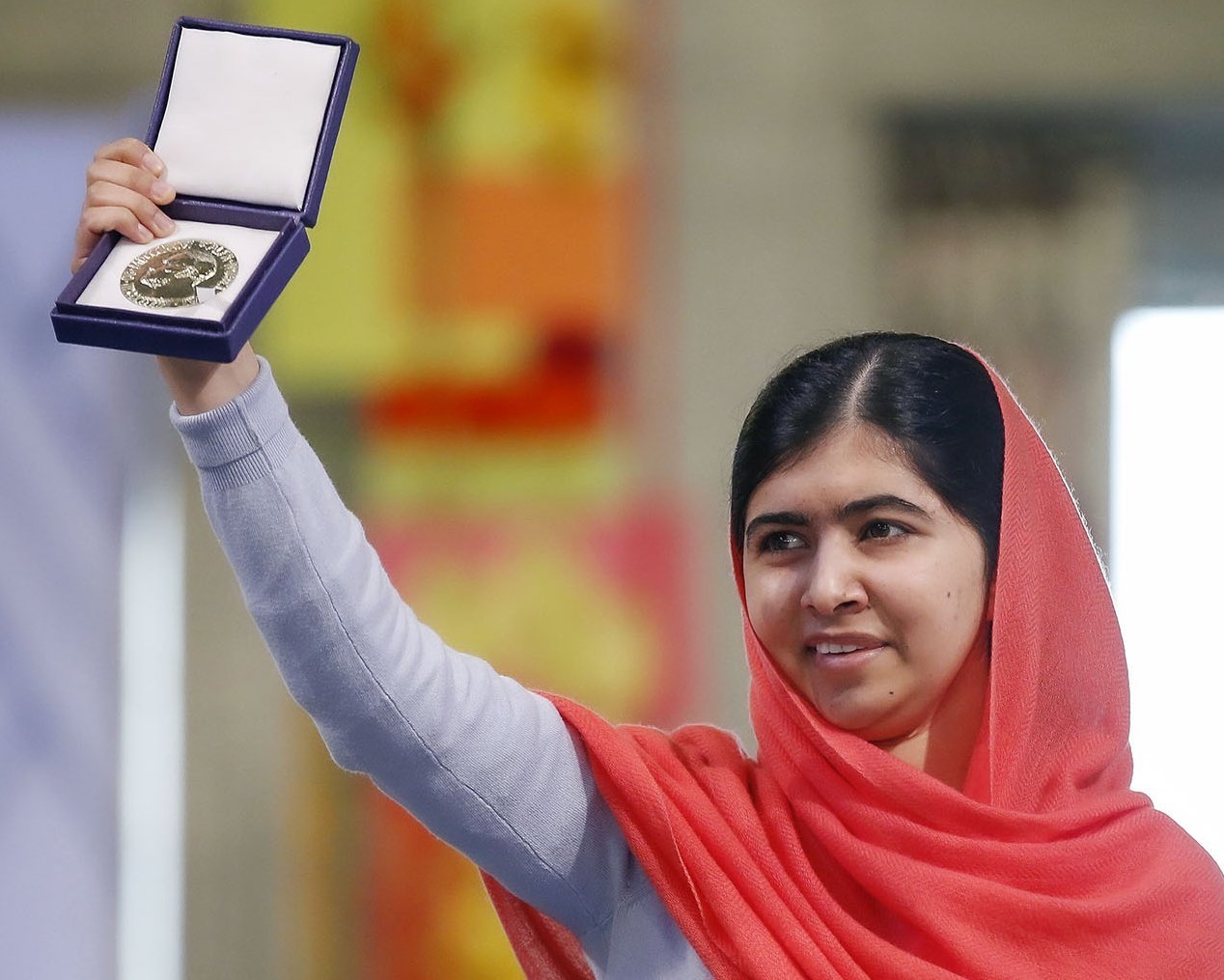 Malala Yousafzai nach der Übergabe des Friedensnobelpreises 2014