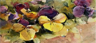 Aquarell mit Stiefmütterchen