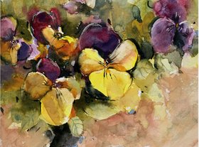 Aquarell mit Stiefmütterchen