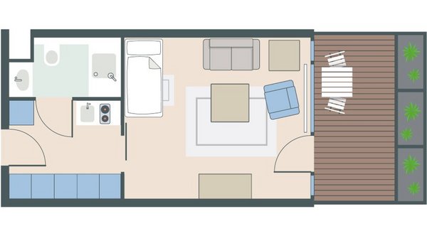 1-Zimmer-Wohnung mit 32 Quadratmetern