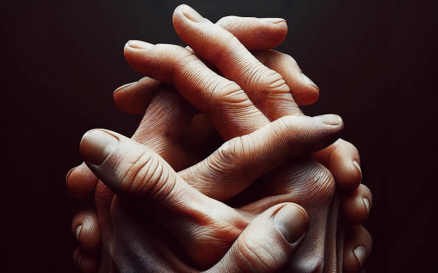 zwei ki-generierte Hände, die mehr als zehn Finger haben