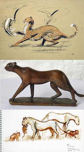 Bronzeskulptur Gepard