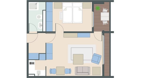 1-Zimmer-Wohnung mit 35 Quadratmetern 2-Zimmer-Wohnung mit 48 Quadratmetern