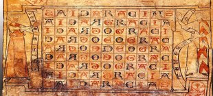 Fresco mit Schriftzug "Deo Gracias"