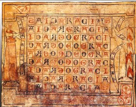 Fresco mit Schriftzug "Deo Gracias"