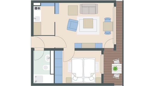 1,5-Zimmer-Wohnung mit 39 Quadratmetern