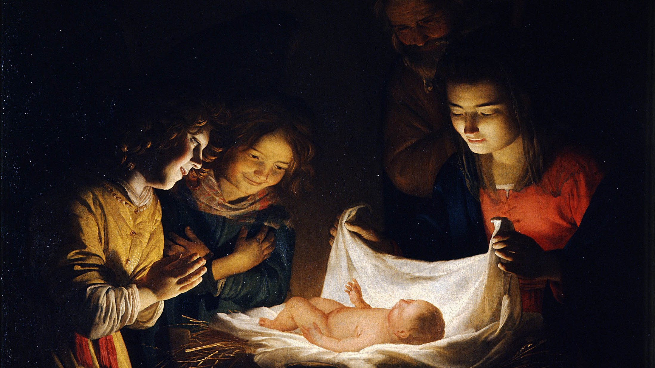 Gerrit Van Honthorst, Die Anbetung des Kindes , 1619-1620