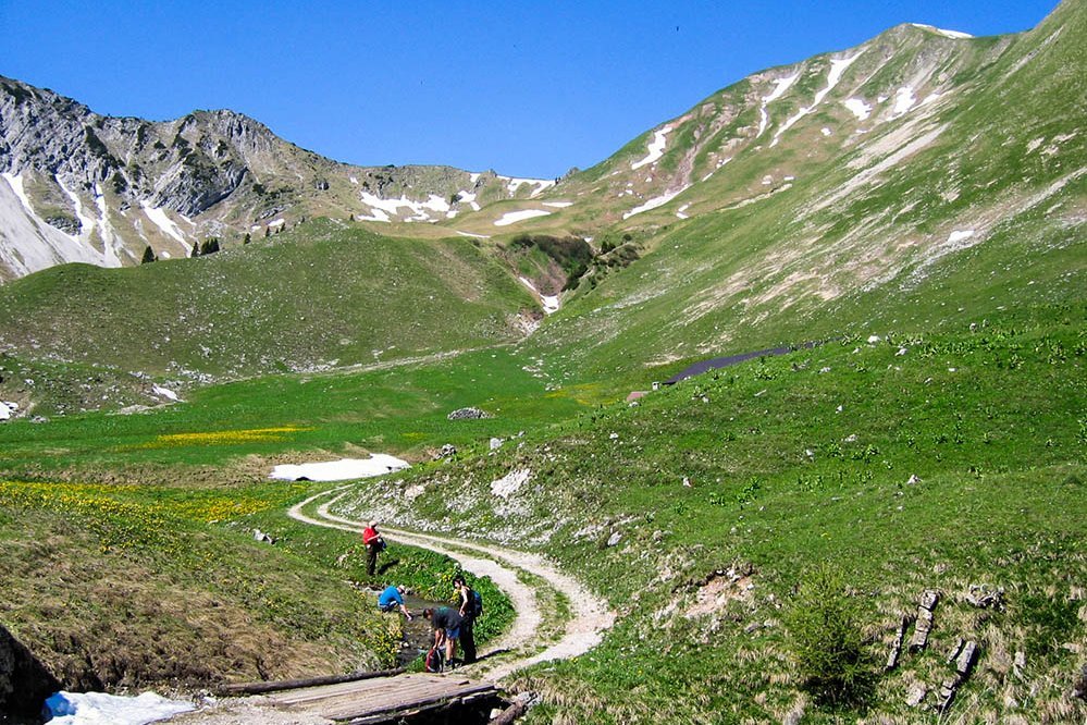 auf dem Weg zum Kuhjoch in den Alpen