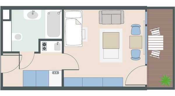 1-Zimmer-Wohnung mit 27,5 Quadratmetern