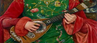 Ein Gemälde einer Mandolinen-Spielerin
