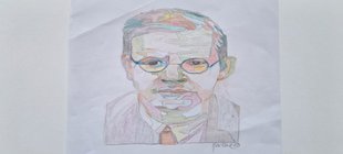 Gezeichnetes Portrait von Bonhoeffer