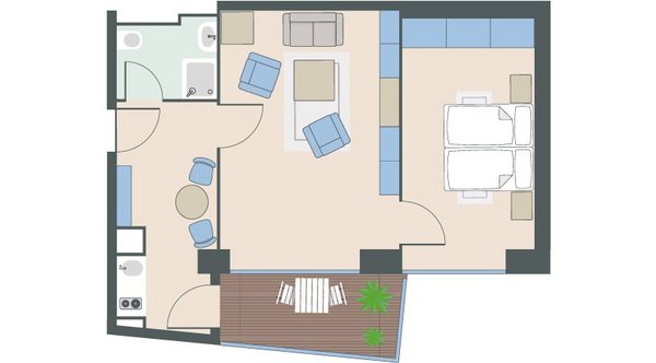 1,5-Zimmer-Wohnung mit 46 Quadratmetern
