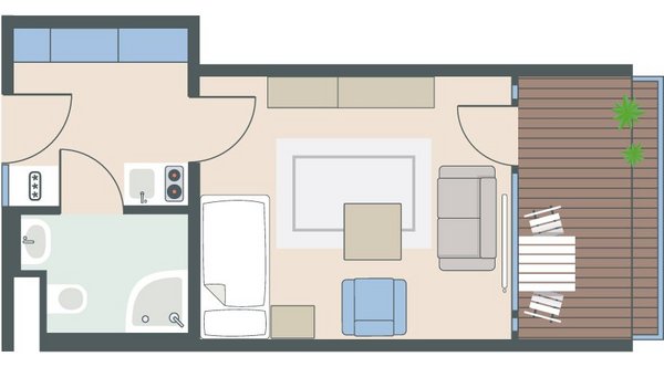 1-Zimmer-Wohnung mit 31 Quadratmetern