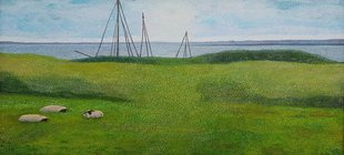 Acryl Landschaft mit Schafen