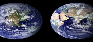 Planet Erde, von zwei Seiten aufgenommen