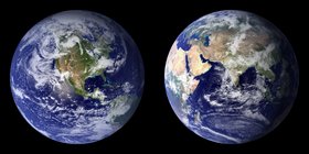 Planet Erde, von zwei Seiten aufgenommen