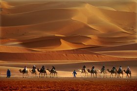 Karawane vor Sanddünen