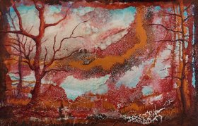 Gemalte abstrahierte Landschaft