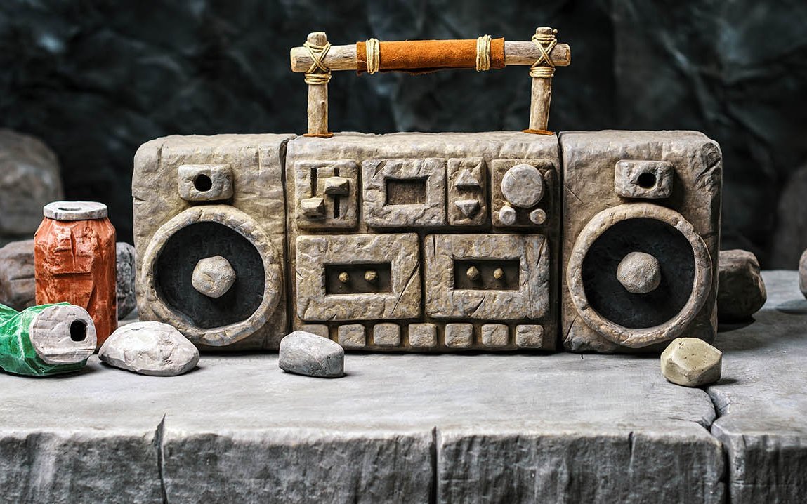 Illustration eines Ghettoblasters aus Stein